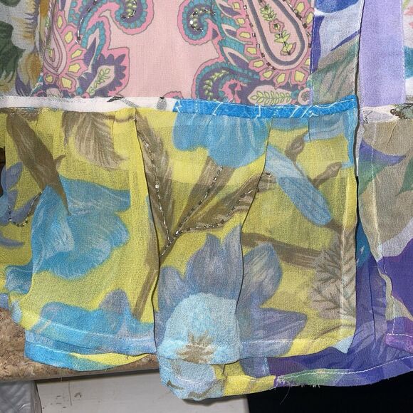 Sacred Threads S Beaded Patchwork Maxi Skirt Boho Pastel Hippie Wearable Art - Picture 4 of 7